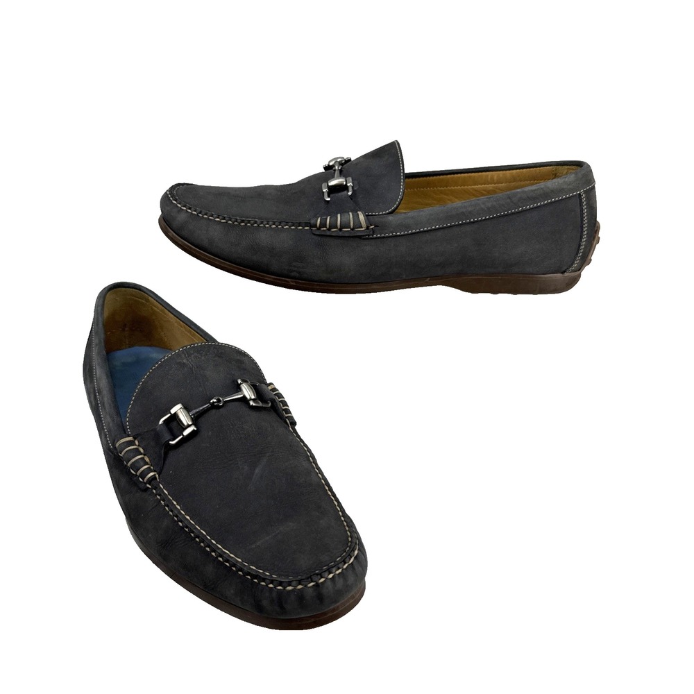 Peter Millar Mens 12 Grey Suede Metal Horsebit Slip On Moccasin Driving Shoes